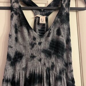 Dkny Black and Gray Maxi A-Line Skirt